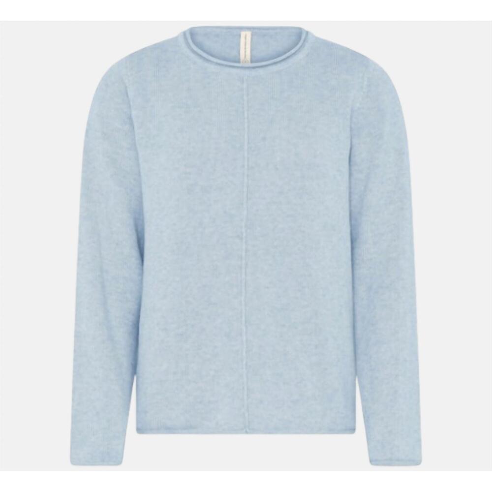 NEW SKOVHUUS women's cotton roll neck and hem sweater in pale blue